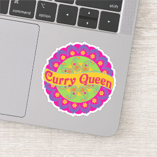 Sticker Curry Queen Motif indien, épicé, Chef