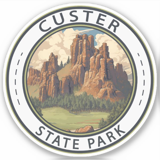 Sticker Custer State Park South Dakota Travel Art Vintage (Devant)