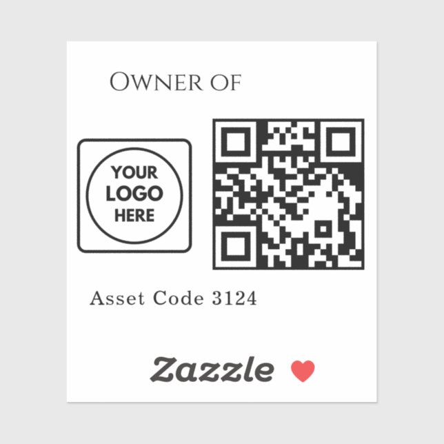 Sticker Custom Asset QR | Company Property Business Logo (Feuille)