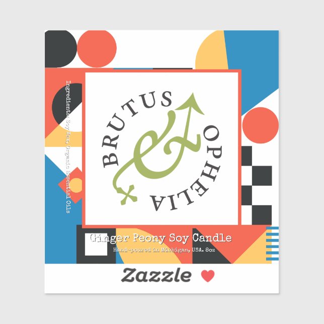 Sticker Custom-Cut Vinyl Abstract Geometric Product Label  (Feuille)