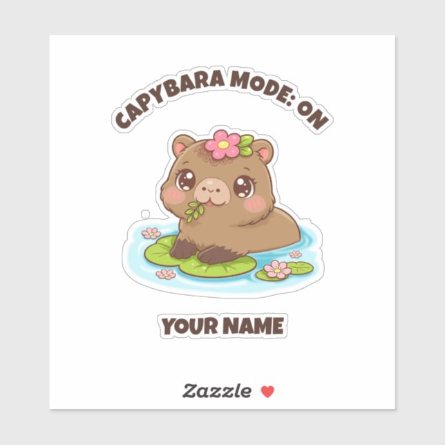 Sticker Custom Cute Kawaii Capybara Mode (Feuille)