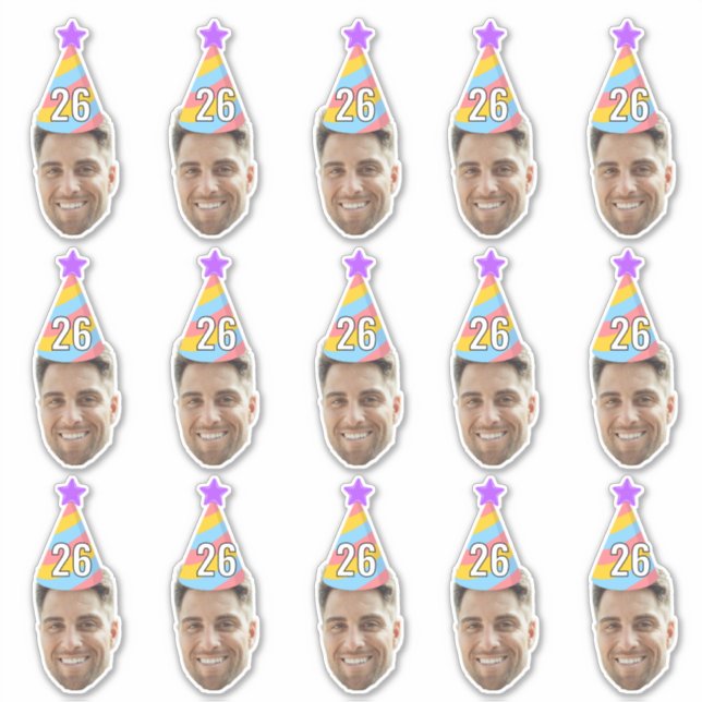 Sticker Custom Face 20th 30th 40th 50th 60th 70th Birthday (Devant)
