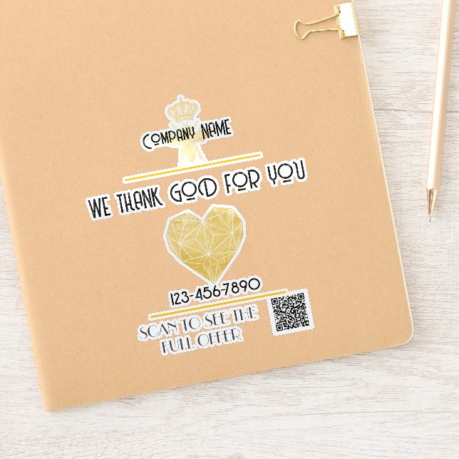 Sticker Custom HEART Thank GOD For Business Logo THANK YOU (Carnet)