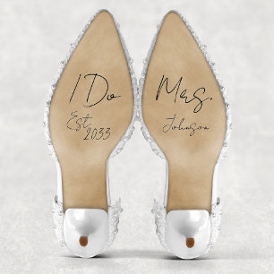 Sticker Custom I Do Mme Bride Mariage Chaussures Décal Vin
