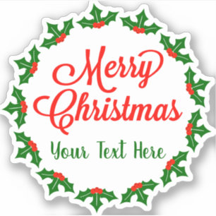 Sticker Custom Joyeux Noël Holly Berry Kiss-Cut