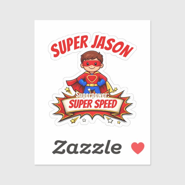 Sticker Custom Kids Superhero Name & Superpower (Feuille)