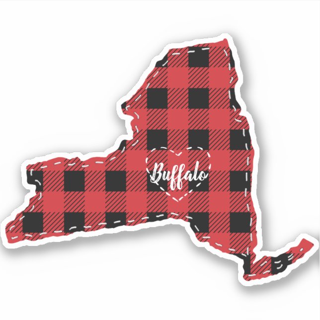 Sticker Custom New York State Hometown Plaid Noël (Devant)