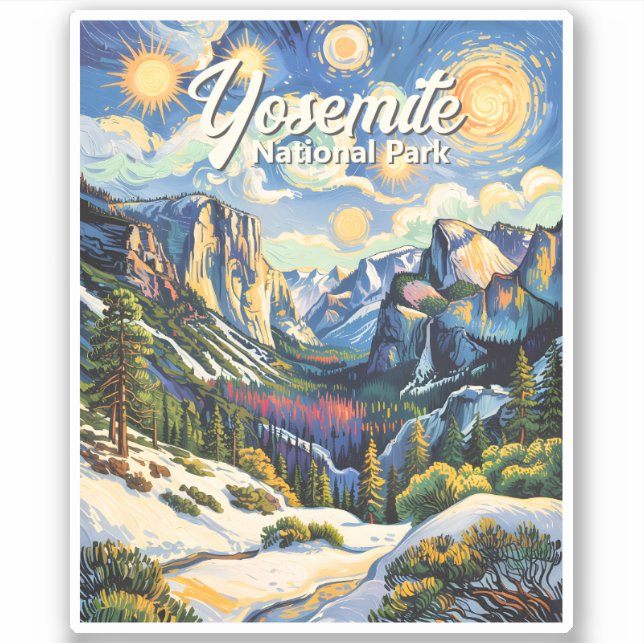 Sticker Custom Yosemite Tunnel View Winter Van Gogh Style (Devant)