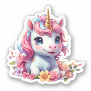 Sticker Cute 3D Unicorne