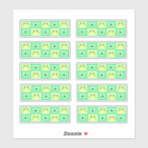 Cute À damiers Grenouille Verte Avec Coeurs Et Éti