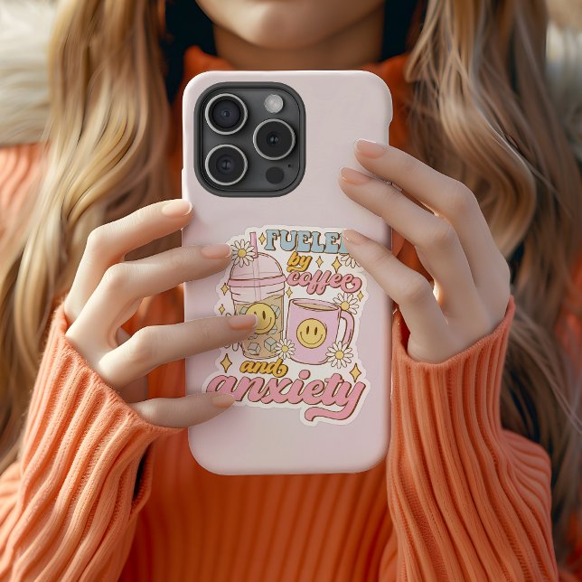 Sticker Cute alimentée par le café et l'Anxiété Vinyl Stic (Créateur téléchargé)