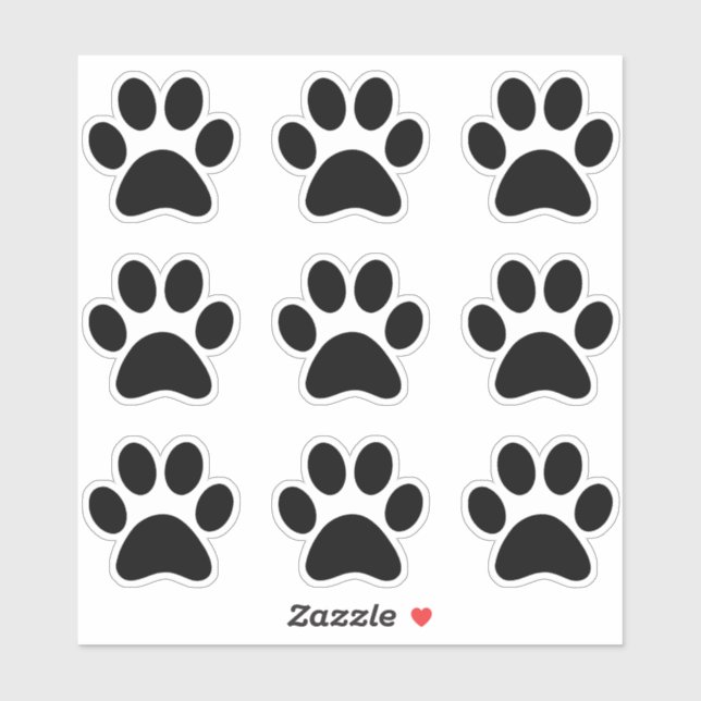 Sticker Cute animal Empreinte de patte noir chien chat (Feuille)