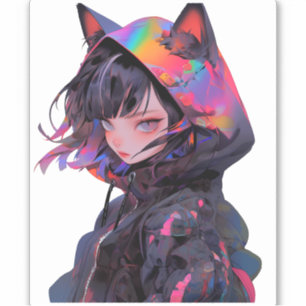 Sticker Cute Anime Catgirl