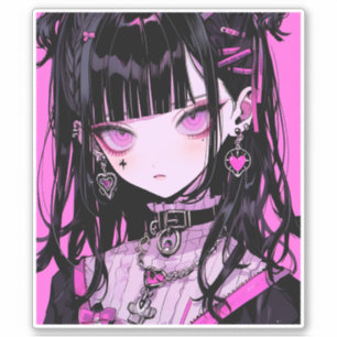 Sticker Cute Anime Goth Girl