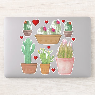 Sticker Cute Aquarelle Cactus dans les pots d'argile Vinyl