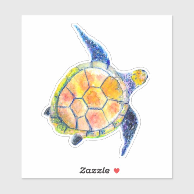 Sticker Cute Aquarelle Tortue de mer (Feuille)