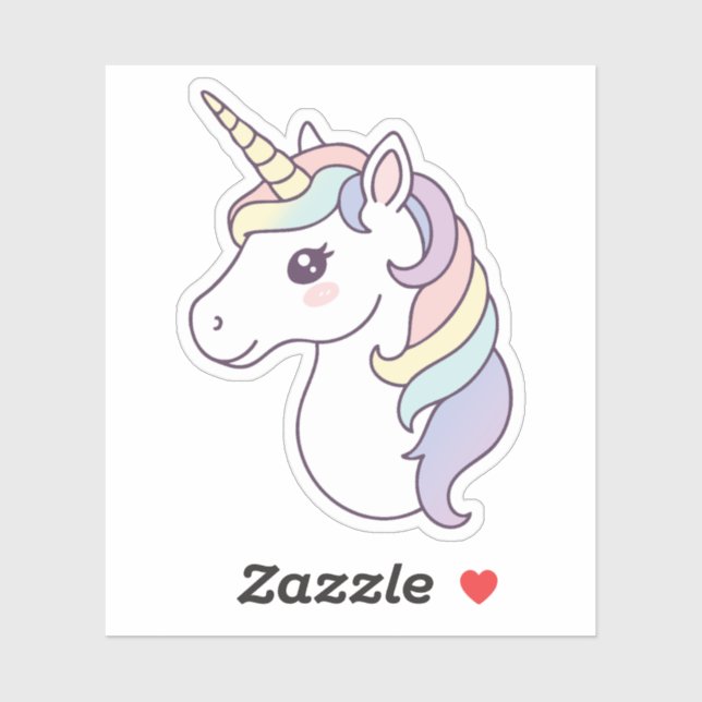 Sticker Cute arc-en-ciel Gradient Unicorne (Feuille)