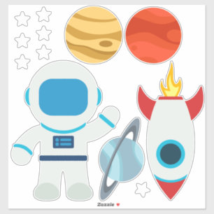Sticker Cute Astronaut Rocket Ship Space Thème