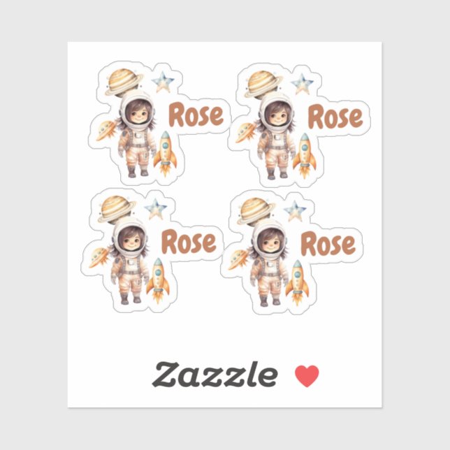 Sticker Cute astronaute Space Adventure personnalisée (Feuille)