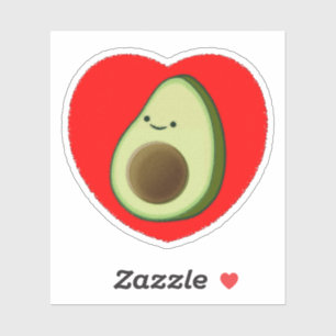Sticker Cute Avocado Dans Le Coeur Rouge