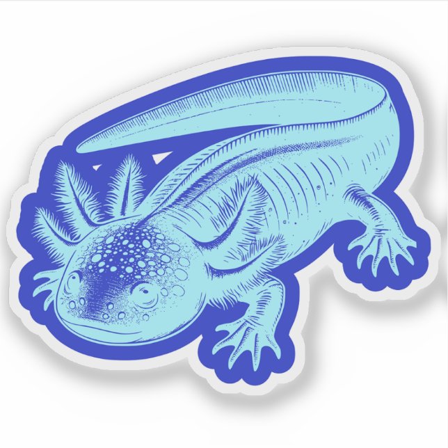 Sticker Cute Axolotl Nouveautés Ocean Blue Vinyl (Devant)