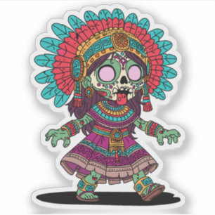 Sticker Cute Aztec Zombie