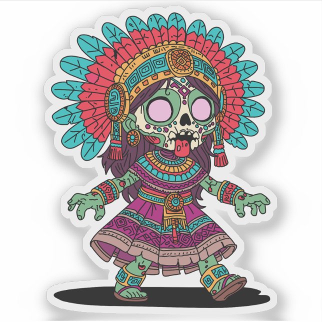 Sticker Cute Aztec Zombie (Devant)