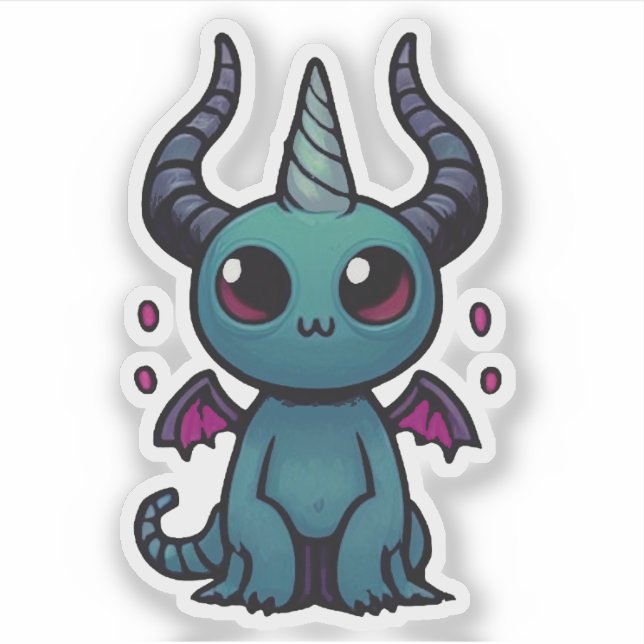 Sticker Cute Baby Dragon Demon - Kawaii Fantasy (Devant)