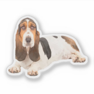 Sticker Cute Basset Hound Chien race Forme