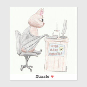 Sticker Cute Bat au bureau
