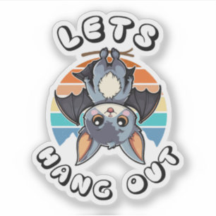 Sticker Cute Bat Hanging et Retro Sunset Allons-y