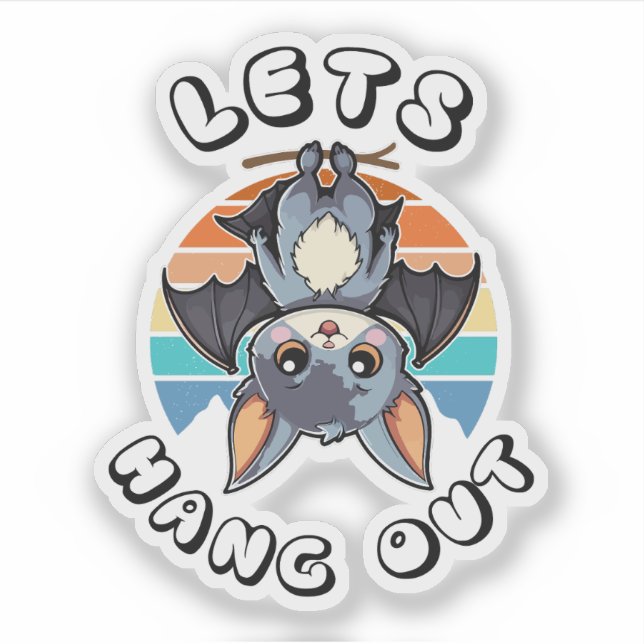 Sticker Cute Bat Hanging et Retro Sunset | Allons-y (Devant)