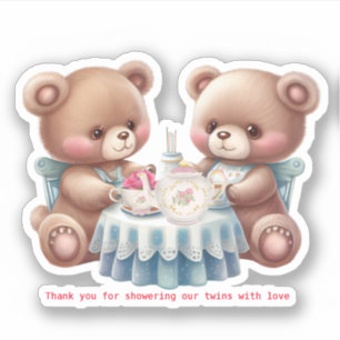 Sticker Cute Bear Twins Merci Custom-Cut Vinyl