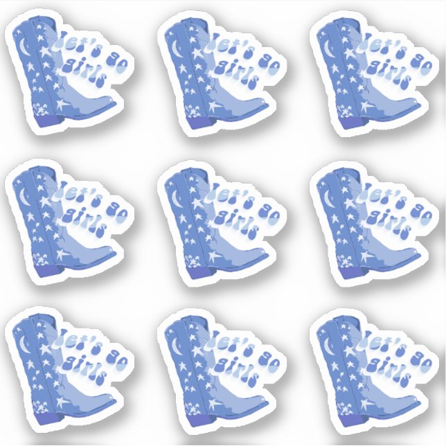 Sticker Cute Blue Coastal Cowgirl Boot Allons les filles P (Devant)