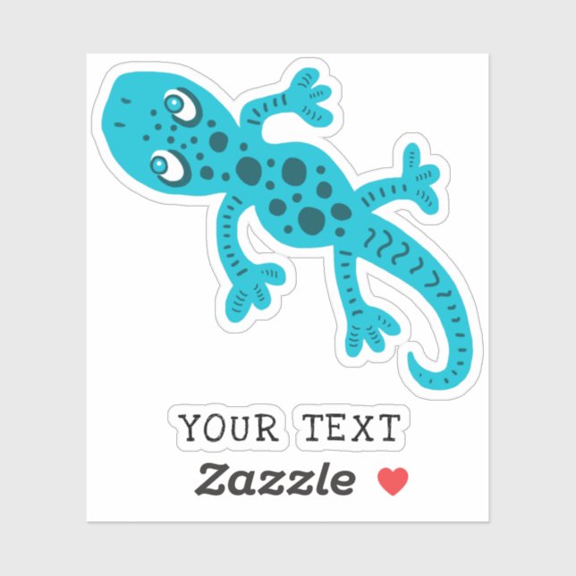 Sticker Cute Blue Gecko Lizard Dessin Enfants (Feuille)