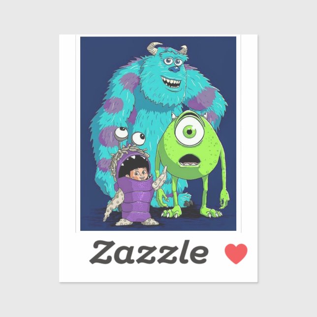 Sticker Cute Blue Monster Illustration Kids Party Paper Cu (Feuille)