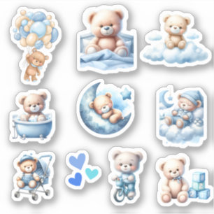 Sticker Cute Blue Teddy Baby Boy Douche