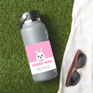 Sticker Cute Bunny Maman Rose Personnalisé