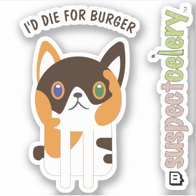 Sticker Cute Calico Chat / Kitten Line Art (Devant)