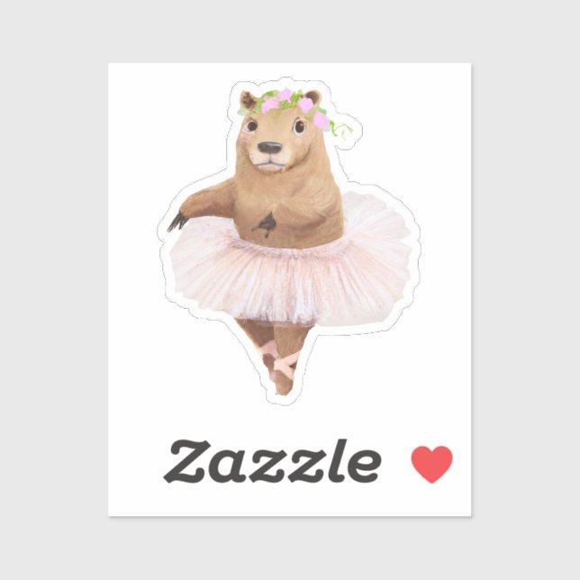Sticker Cute Capybara en jupe Tutu rose (Feuille)