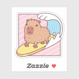 Sticker Cute Capybara Surf Sur Surf