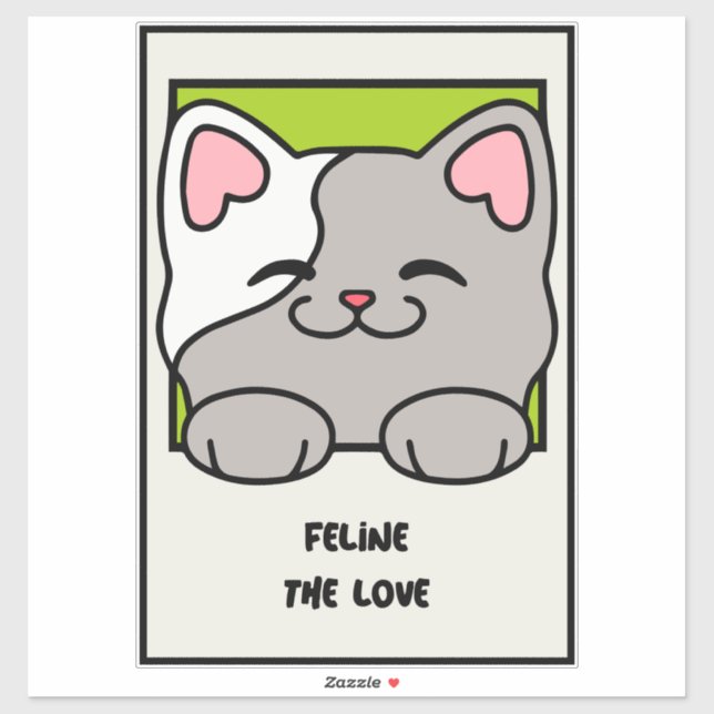 Sticker Cute Cartoon Cat Valentine Friends | Adorable Art (Feuille)