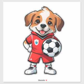 Sticker Cute Cartoon Puppy Soccer Player