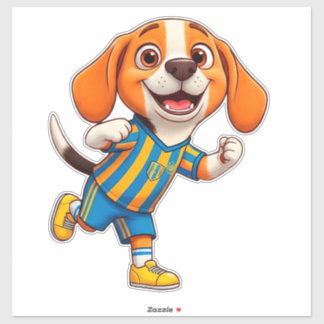 Sticker Cute Cartoon Puppy Soccer Player