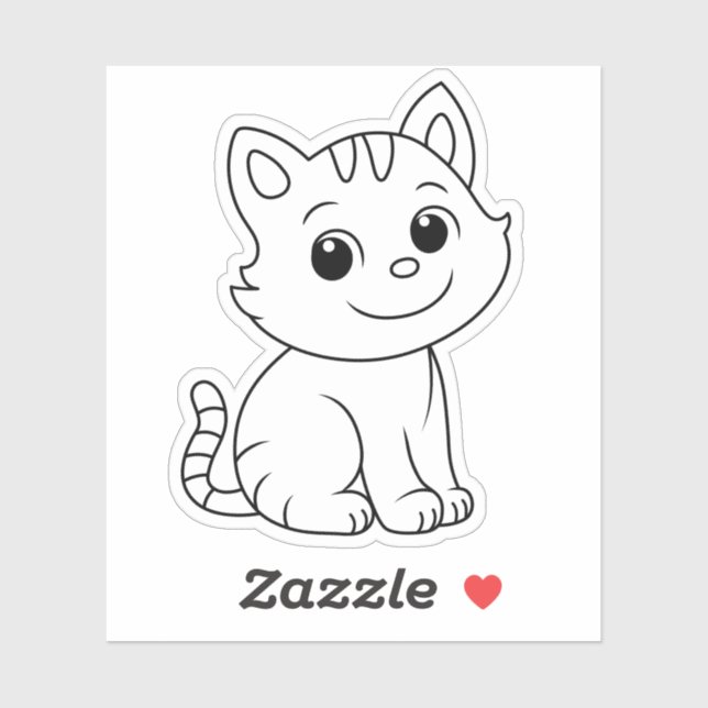 Sticker Cute Cat Black and White (Feuille)