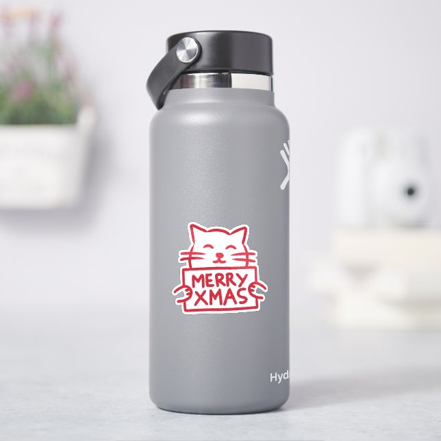 Sticker Cute Cat Merry Xmas (HydroFlask)
