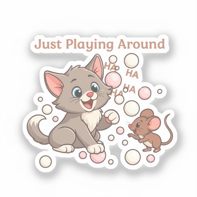 Sticker Cute Cat & Mouse Friendship (Recto)