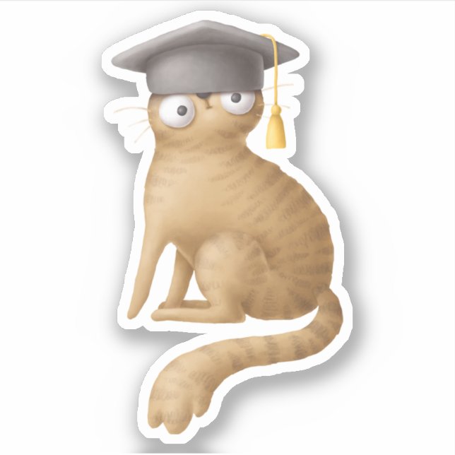 Sticker Cute Cat School Book Lecture amusante (Devant)