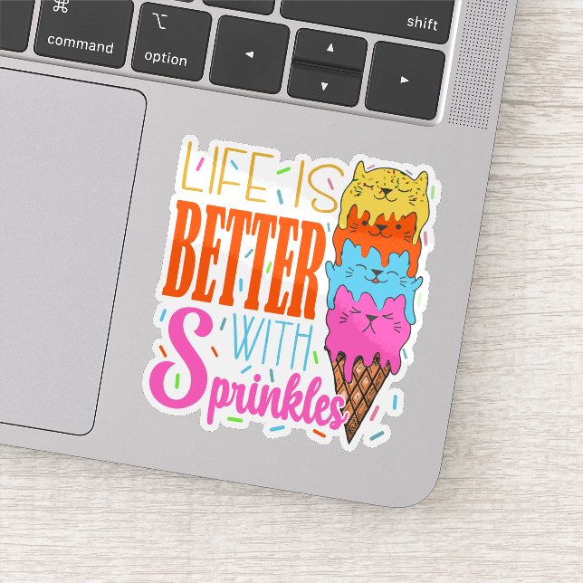 Sticker Cute Cats Life is Better With Sprinkles Amoureux d (Détail)
