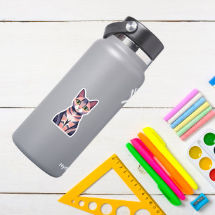 Sticker Cute Chat Coloré, Amusant, Chic, Animal Whimsical